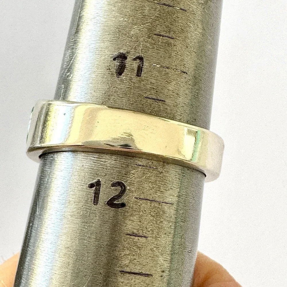 Navajo Mens Wedding Band Turquoise Inlay Sz 11.5 Ring 8mm Signed Tsosie Native